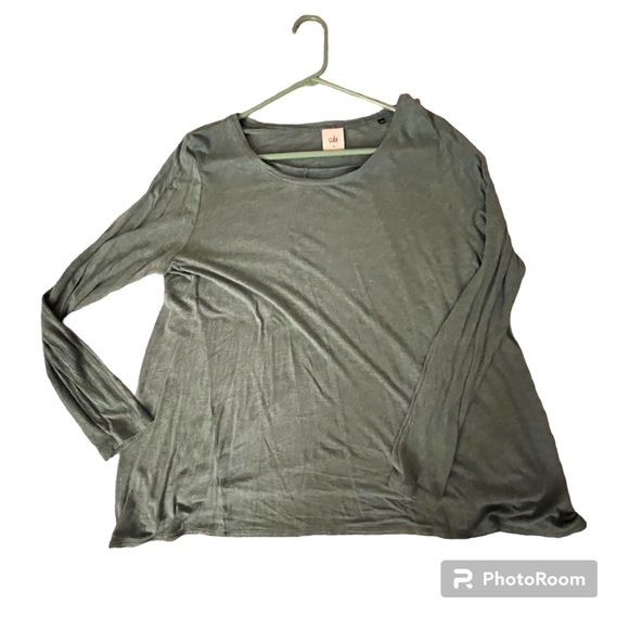 CABI size medium A-line tunic style long sleeve shirt, teal-muted blue/green - Picture 1 of 3